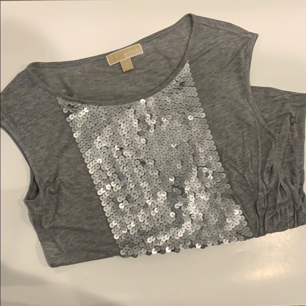 Michael Kors gray sequin top!